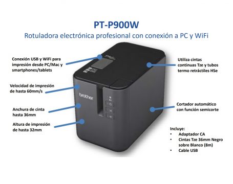 PT-P900W vista lateral y especificaciones